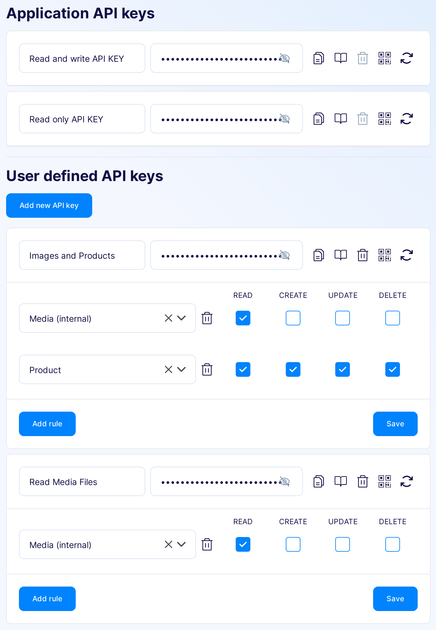 Flotiq provides scoped API keys to improve security of your content